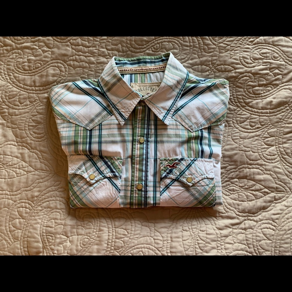 HOLLISTER MENS CASUAL LONG SLEEVE SNAP SHIRT
